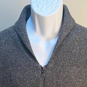 Banana Republic Men's gray Full Zip Wool blend Shawl Sweater Large L